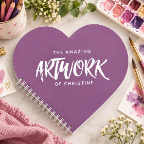 Personalized Purple Heart Artist Sketchbook Notebook