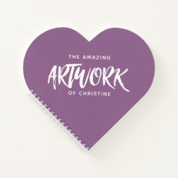 Personalized Purple Heart Artist Sketchbook Notebook