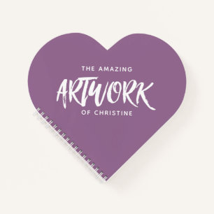 Personalized Purple Heart Artist Sketchbook Notebook