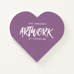 Personalized Purple Heart Artist Sketchbook Notebook