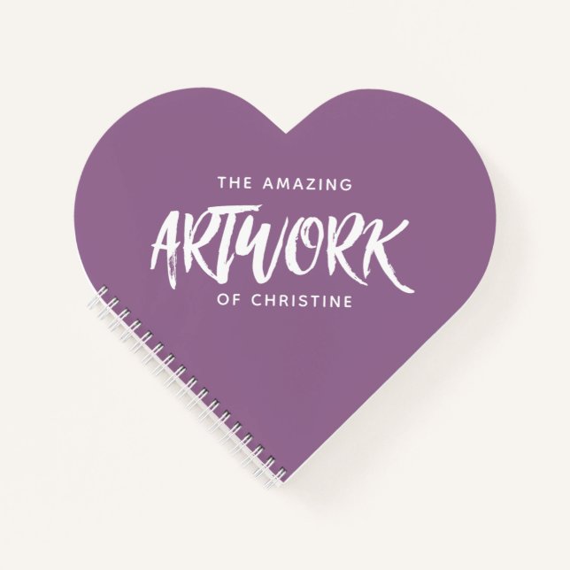 Personalized Purple Heart Artist Sketchbook Notebook (Front)