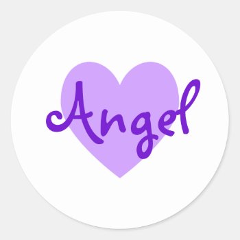 Personalized Purple Heart For Your Angel Classic Round Sticker by purplestuff at Zazzle