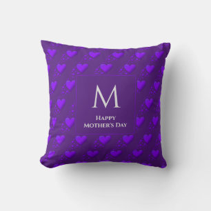 Personalized Purple Heart Monogram Throw Pillow