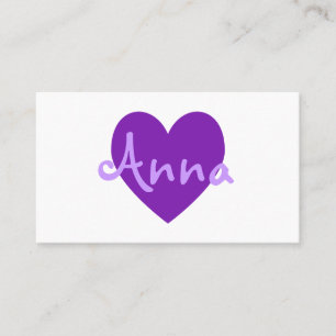Personalized Purple Heart on White Business Card