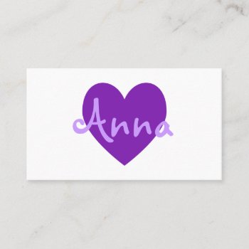 Personalized Purple Heart On White Business Card by purplestuff at Zazzle
