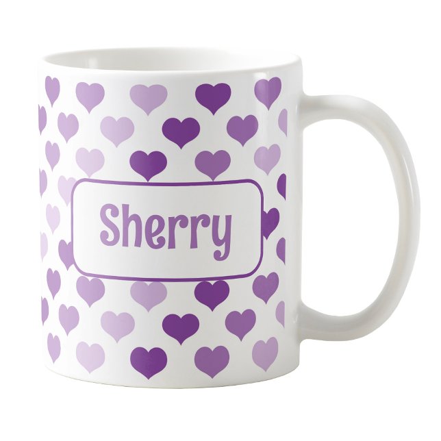 Personalized Purple Hearts Mug (Personalized Purple Hearts Mug at Amy's Coffee Mugs on Zazzle. )