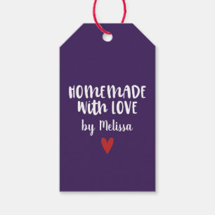 Personalized Purple Homemade With Love Heart Gift Tags
