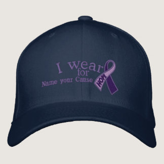 Personalized Purple Hope Spirit Day Ribbon Text Embroidered Baseball Cap