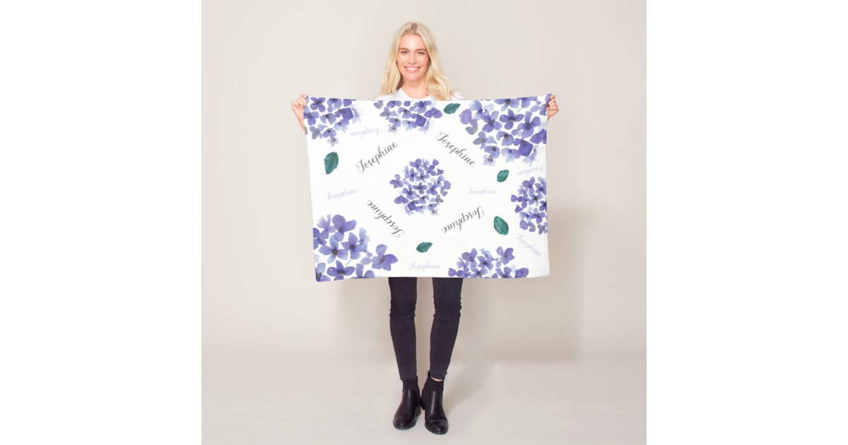 Personalized Purple hydrangea watercolor Baby Fleece Blanket | Zazzle