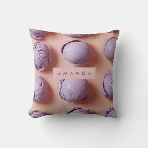Personalized Purple Ice Cream Scoop Throw Pillow
