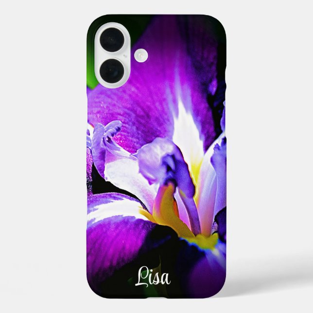 Personalized Purple Iris Flower iPhone Case (Back)