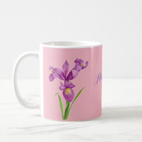 Personalized Purple Iris Mug