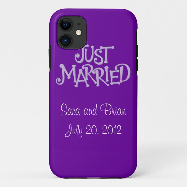 Personalized Purple Just Married iPhone 5 Case (Back)