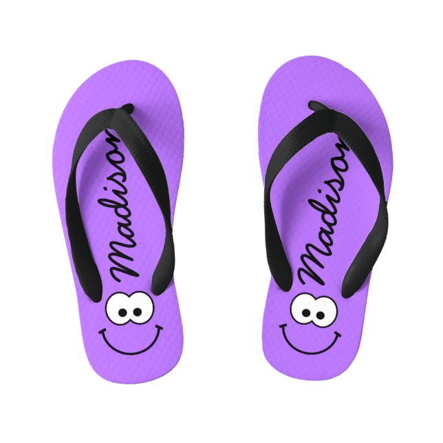 Personalized Purple Kid's Flip Flops (Footbed)