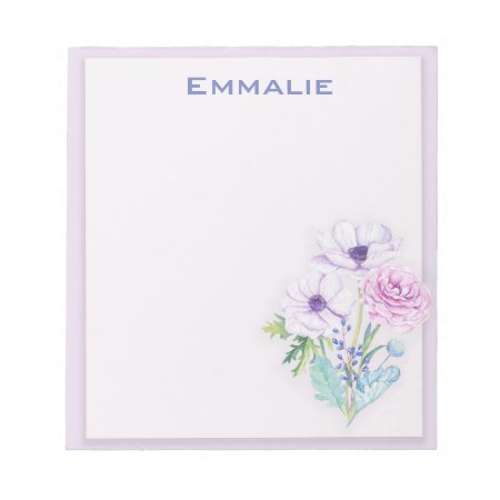 Personalized Purple / Lavender Floral Notepad