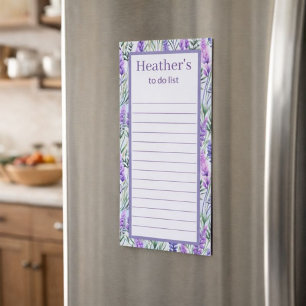 Personalized Purple Lavender Floral To-Do List Magnetic Notepad