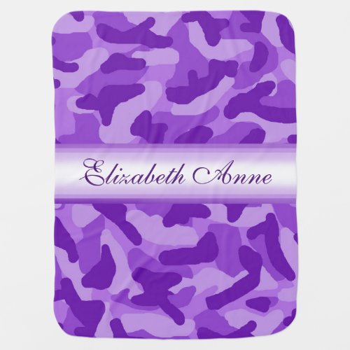 Personalized Purple Lavender Girl Camo Camouflage Baby Blanket