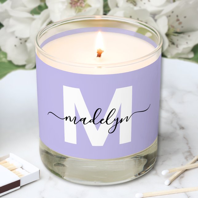 Personalized Purple Lavender Monogram Name Scented Candle (Personalized Purple Lavender Monogram Name Scented Candle)
