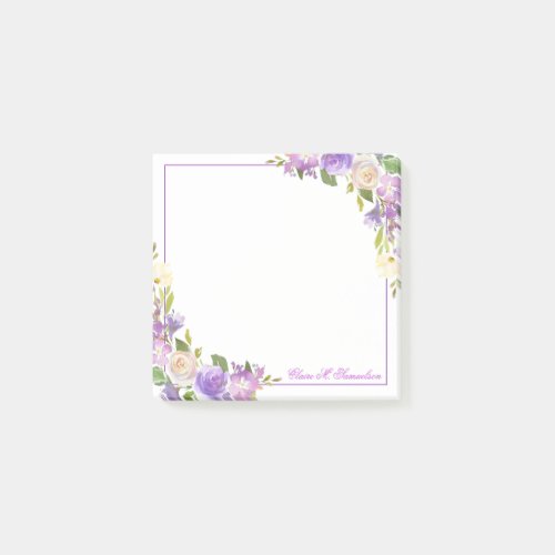 Personalized Purple Lavender Watercolor Floral Pos Post_it Notes