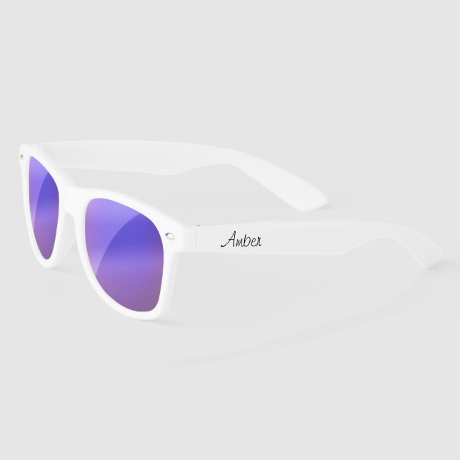 Personalized purple lense White Sunglasses (Left)