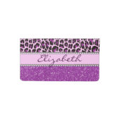 Personalized Purple Leopard Print Glitter Checkbook Cover (Front)