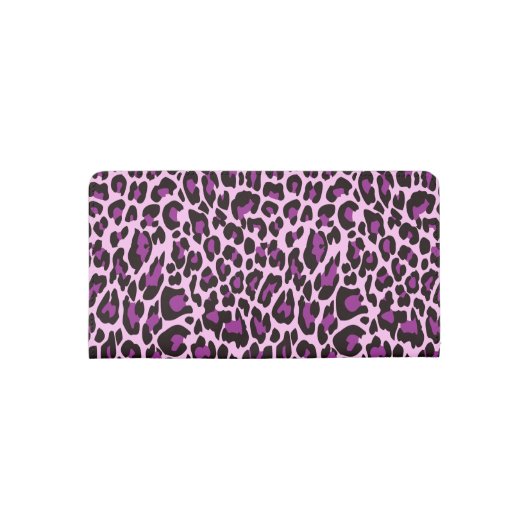 Personalized Purple Leopard Print Glitter Checkbook Cover (Back)