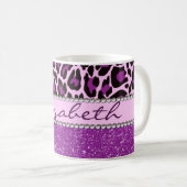 Personalized Purple Leopard Print Glitter Coffee Mug (Front Right)