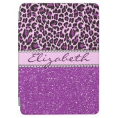 Personalized Purple Leopard Print Glitter iPad Air Cover (Front)