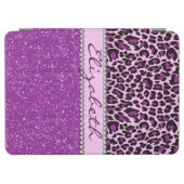 Personalized Purple Leopard Print Glitter iPad Air Cover (Horizontal)