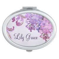 Personalized Purple Lilacs Mirror For Makeup