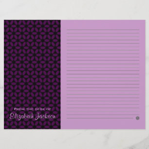 Personalized Purple Lined Note Paper Stationery