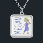 Personalized Purple Lyrical Dance Modern Recital Silver Plated Necklace<br><div class="desc">Design features an original marker illustration of a blonde girl lyrical (or modern) dancer in a purple costume and tan t-strap lyrical shoes. Perfect for your favorite lyrical dancer, dance teacher, or choreographer! This illustration is also available on other products. Lots of additional dance-themed designs (acro, ballet, jazz, dap, hip...</div>