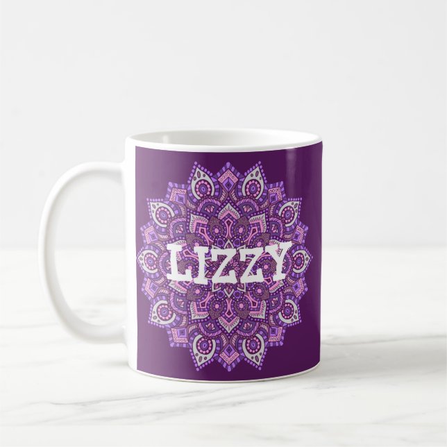 Personalized Purple Mandala Mug (Left)