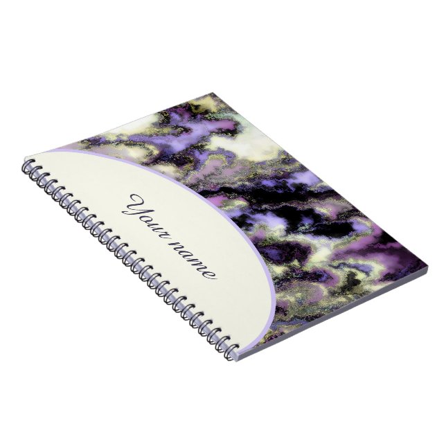 Personalized Purple marble Notebook (Right Side)