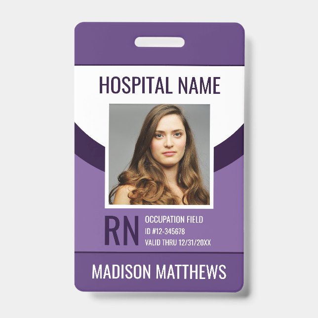 Personalized Purple Medical Employee Badge (Front)