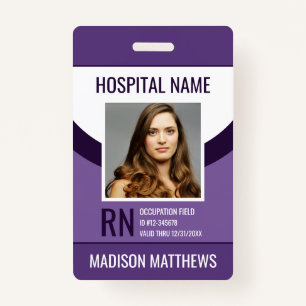 Personalized Purple Medical Employee Badge