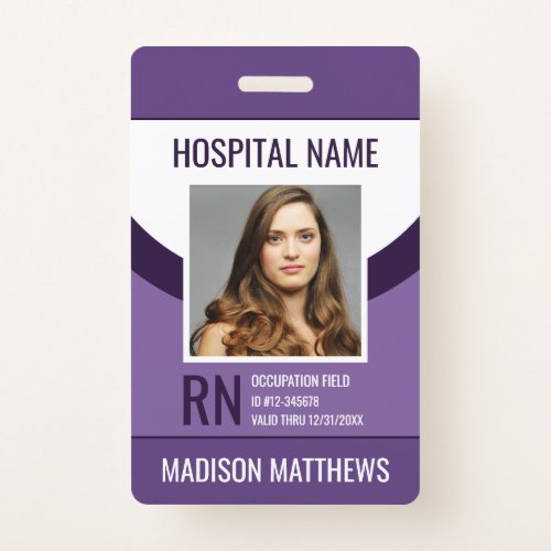 Personalized Purple Medical Employee Badge