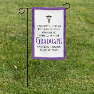 Personalized Purple Medical School Graduate Garden Flag