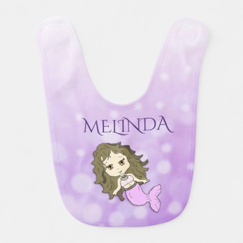 Personalized Purple Mermaid Baby Girl Bib