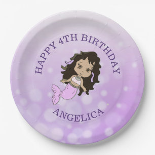 Personalized Purple Mermaid Birthday Plates