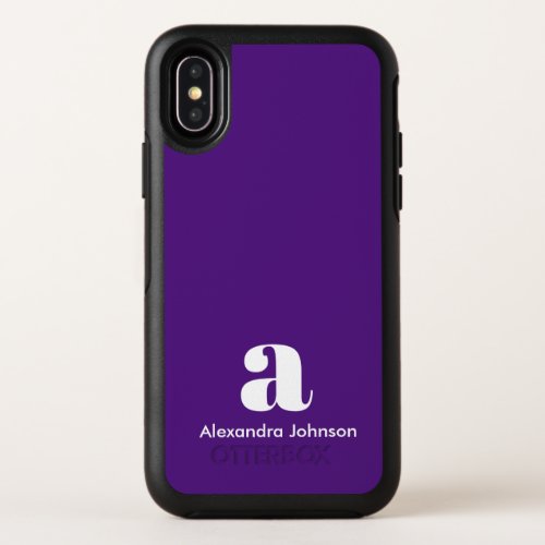 Personalized Purple Modern Monogram Minimal Name OtterBox Symmetry iPhone X Case