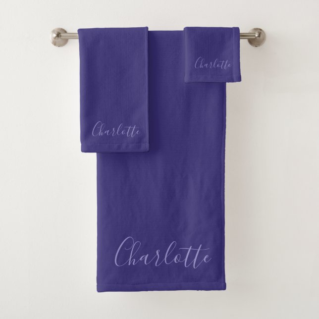 Personalized Purple Modern Simple Bath Towel Set (Insitu)