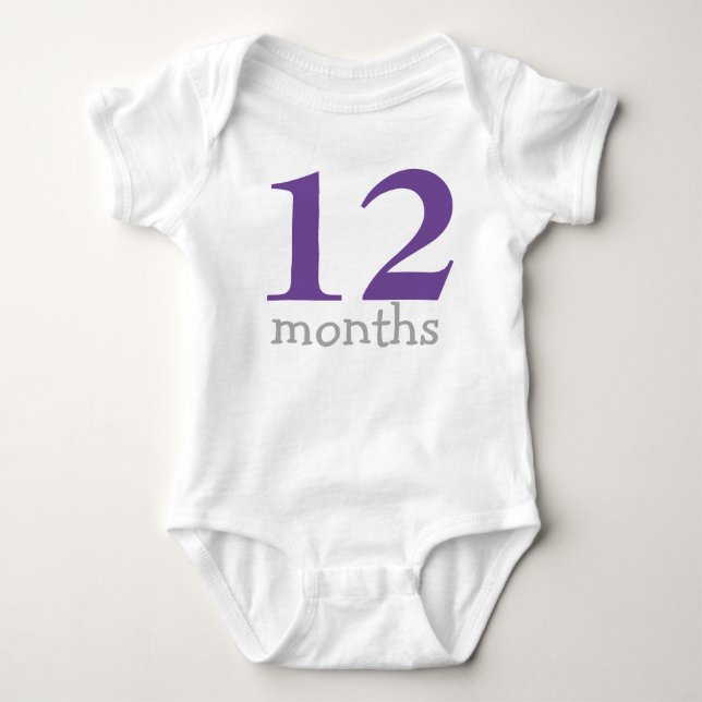 Personalized Purple Monthly Baby Bodysuit (Front)