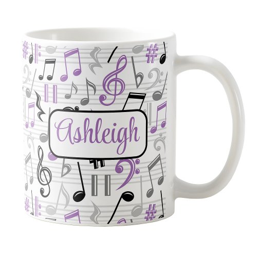 Personalized Purple Music Pattern Mug