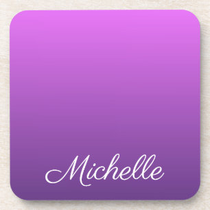 Personalized purple ombre beverage coaster
