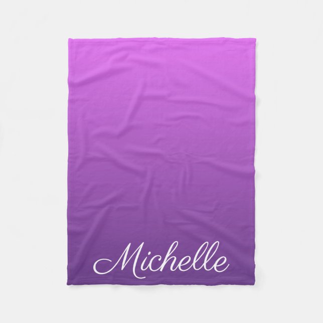 Personalized purple ombre fleece blanket (Front)