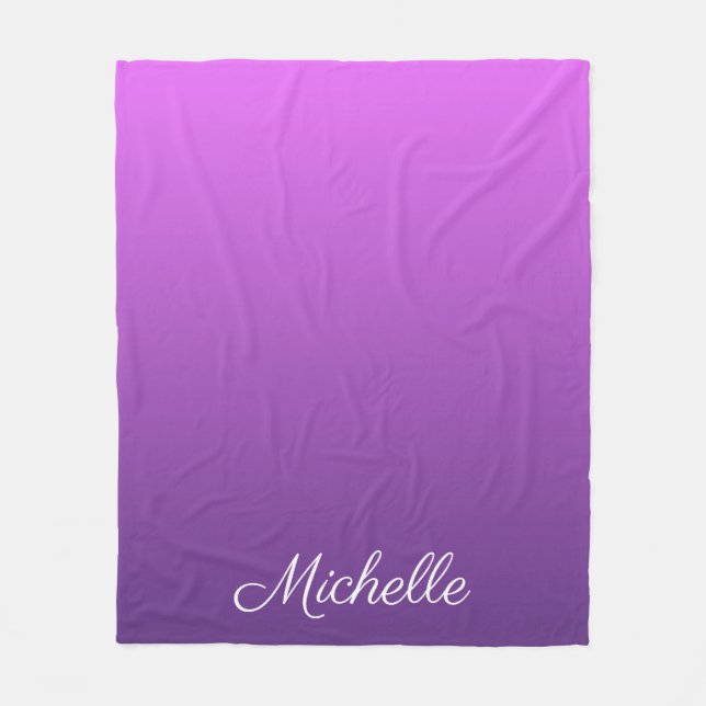 Personalized purple ombre fleece blanket (Front)