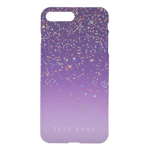 Personalized Purple Ombre Silver Golden Glitter iPhone 8 Plus7 Plus Case