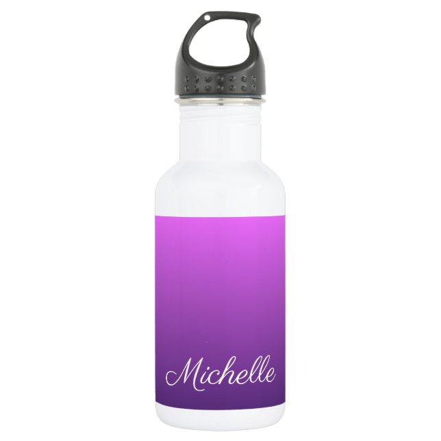Personalized purple ombre stainless steel water bottle (Front)