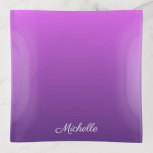 Personalized purple ombre trinket tray